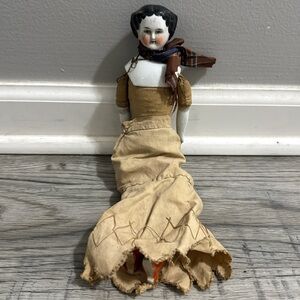 Antique 1870s Porcelain China Head Doll 11”Inches Long.
